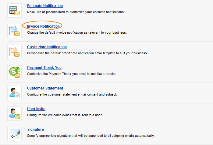 Select Invoice Notification Select invoice notification