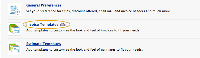Select invoice template