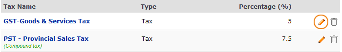 Edit tax