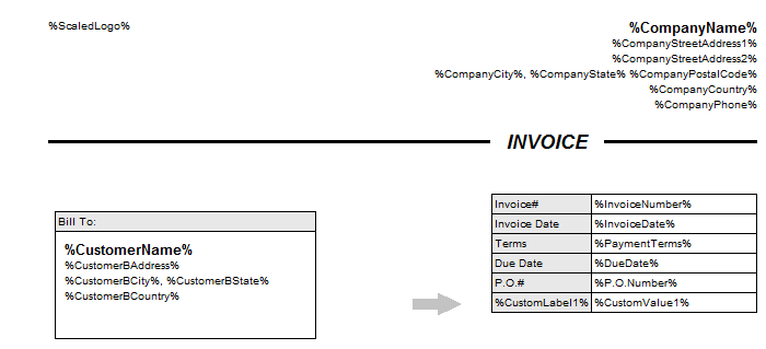 invoice template custom field