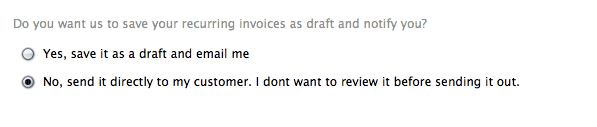 Recurring Invoice Settings 