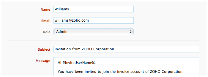 Invite user