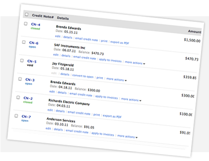 Credit notes online
