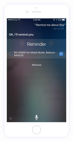Use invoice app with Siri - Zoho Invoice