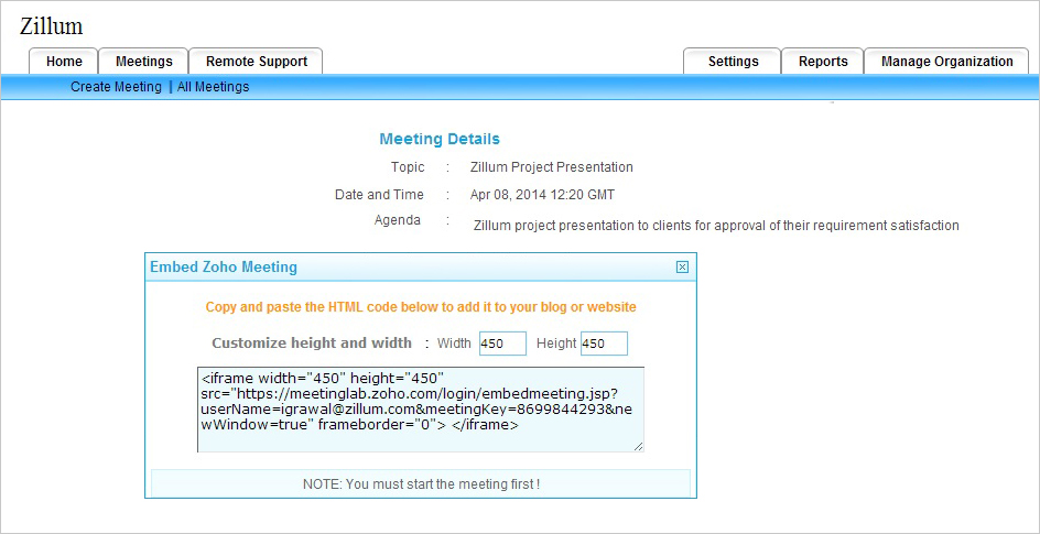 embed meeting