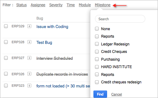 Filter by Milestone Filter by Milestone