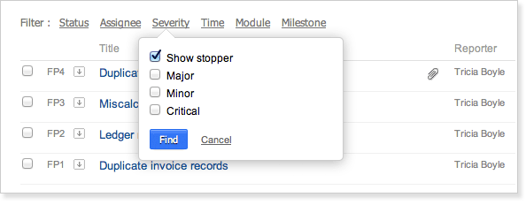 Filter by Severity Filter by Severity