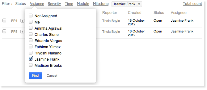 Filter by Assignee Filter by Assignee