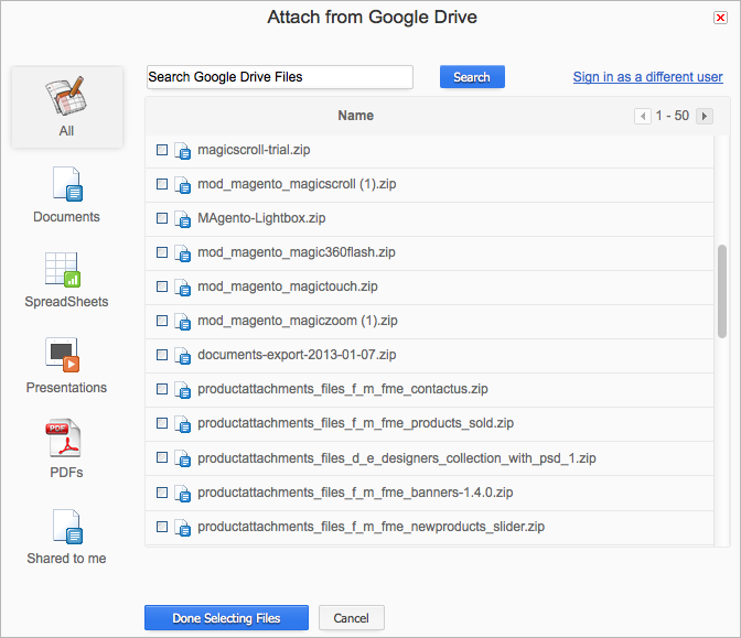 Attach from Google Drive