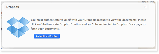 Dropbox Authenticate