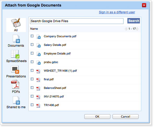 Attach from Google Docs