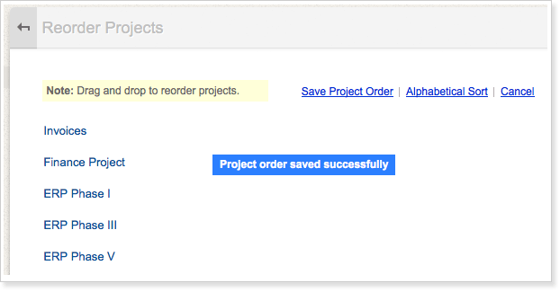 Reorder Projects