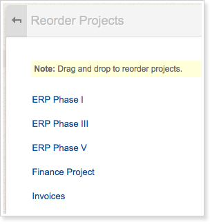 Reorder Projects