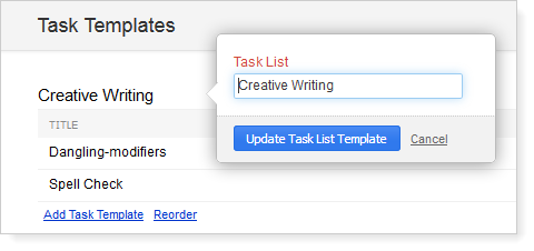 Edit Tasklist template