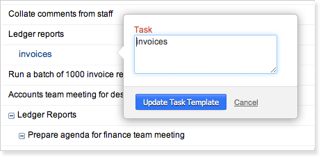 Edit Task template