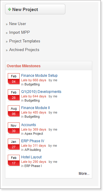 My Home Overdue milestones