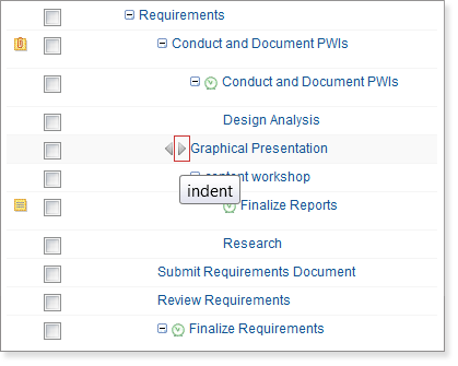 Indent to create subtasks