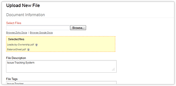 Upload project files