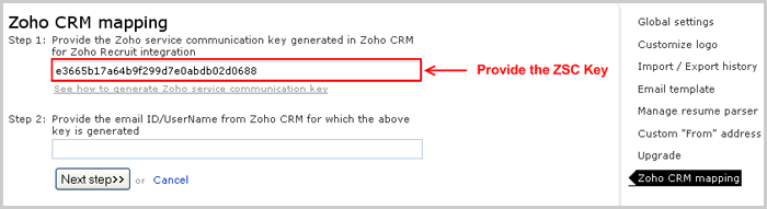 Provide-ZSC-key