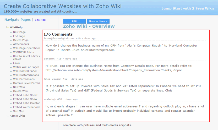 Wiki-Comments History