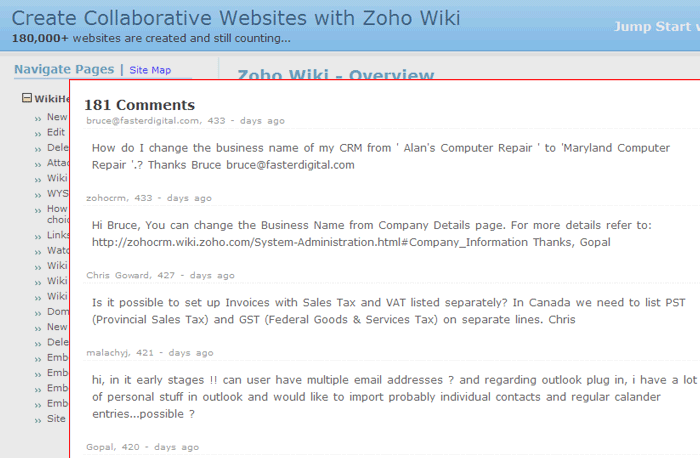 Wiki-Thread of Comments
