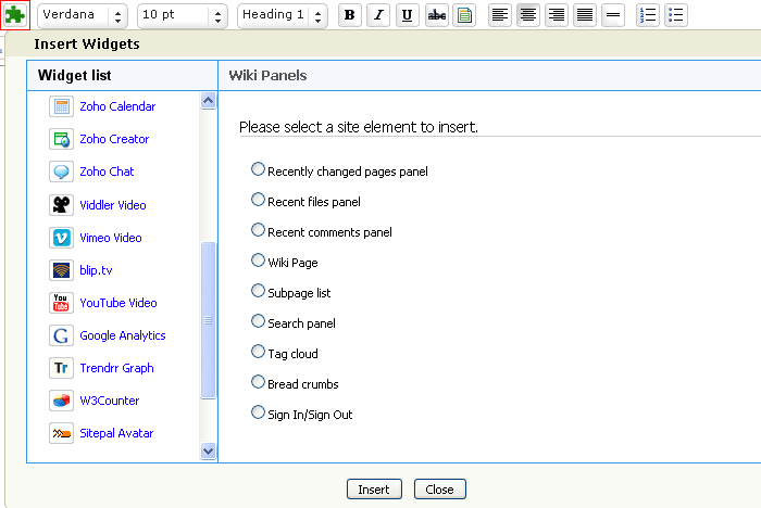 Wiki-Widget List