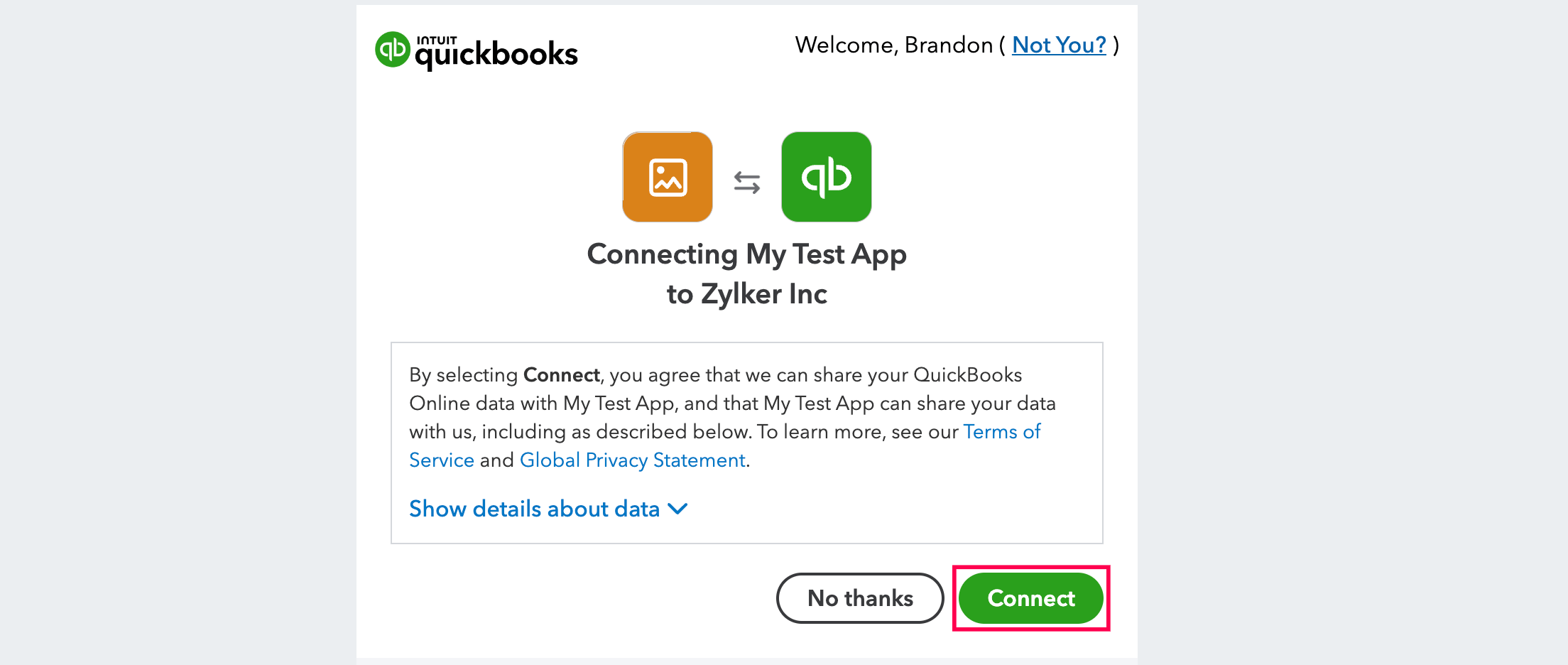 connect quickbooks to zoho inventory