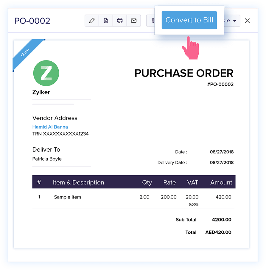  Bills from Purchase Orders - Online Billing Management Software | Zoho Books 