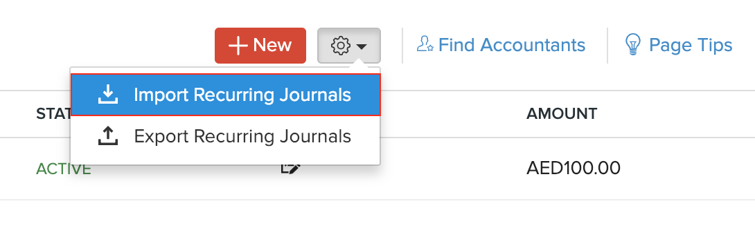 Select Import Recurring Journals