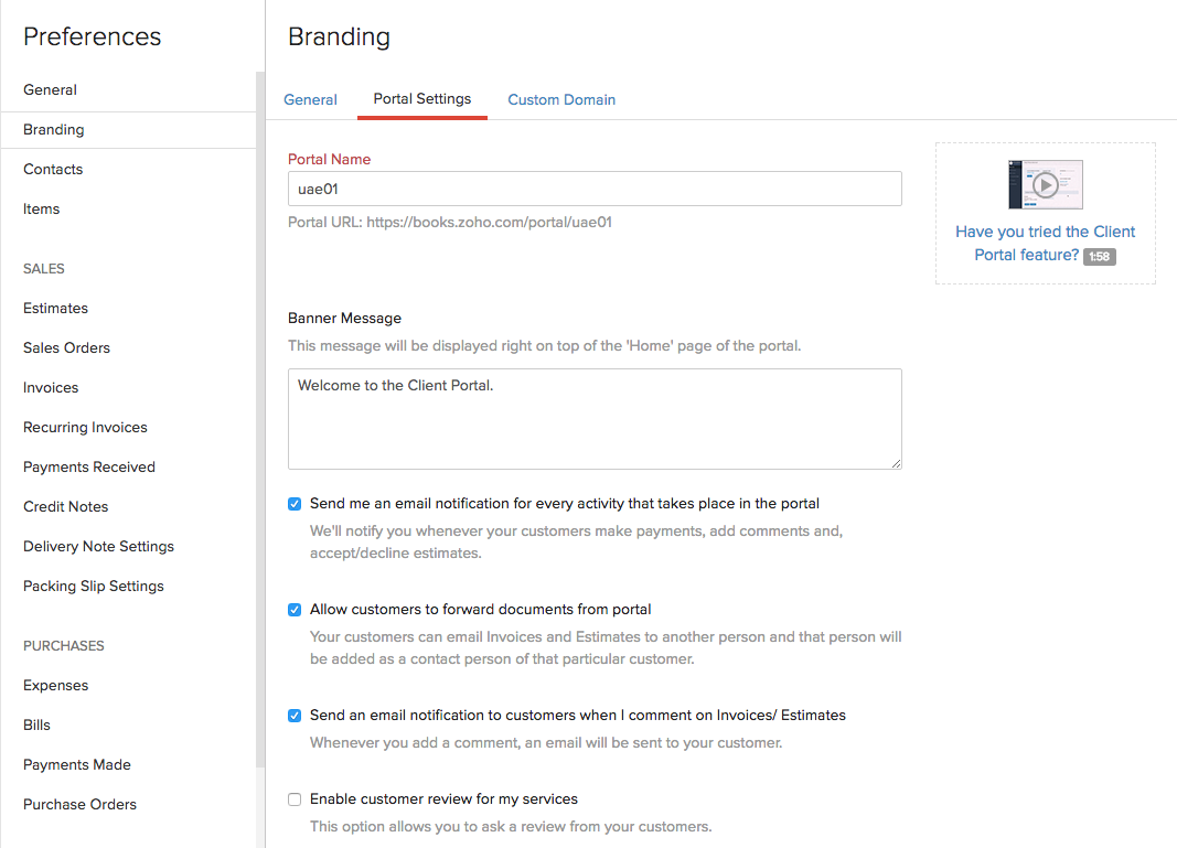 Client Portal Help Zoho Books