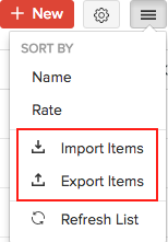 item price list accountant import export