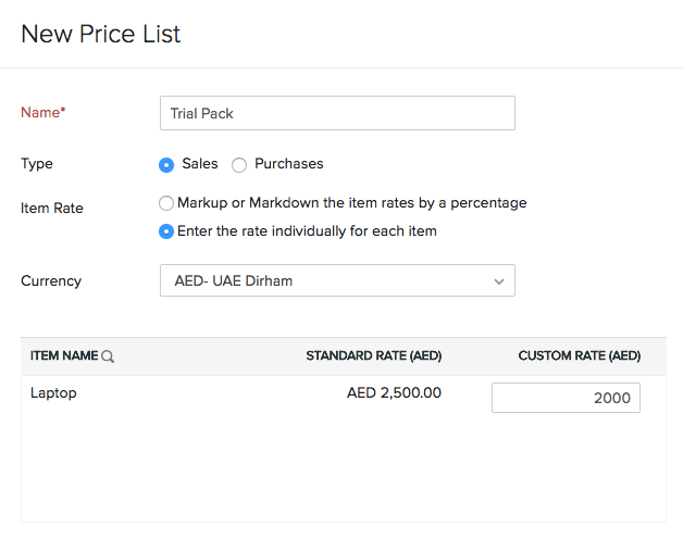 New Price List