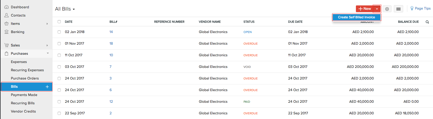 Self Billed Invoices