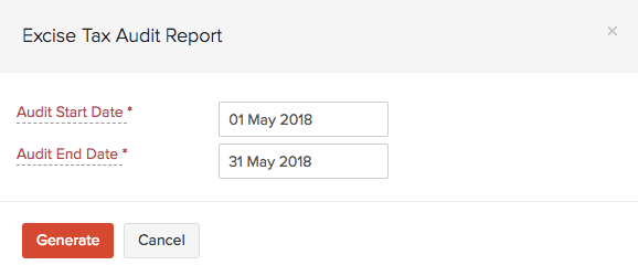 Excise Tax Audit Dates