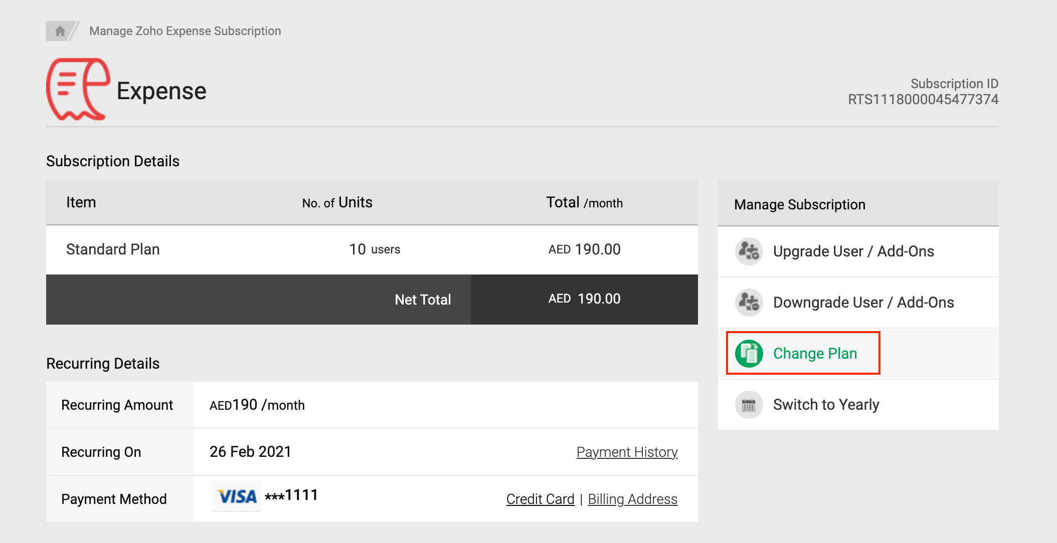Downgrade Your Subscription