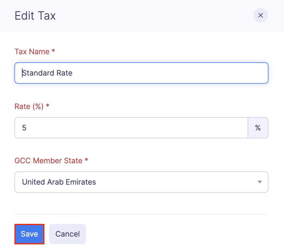 Edit a Tax