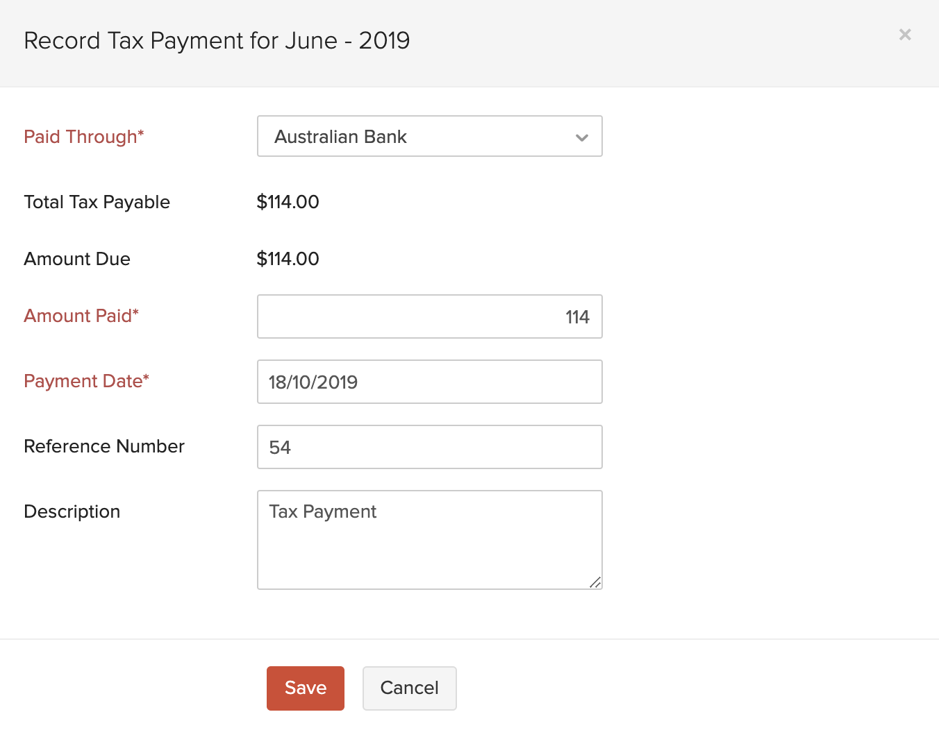 Tax Payment Amount