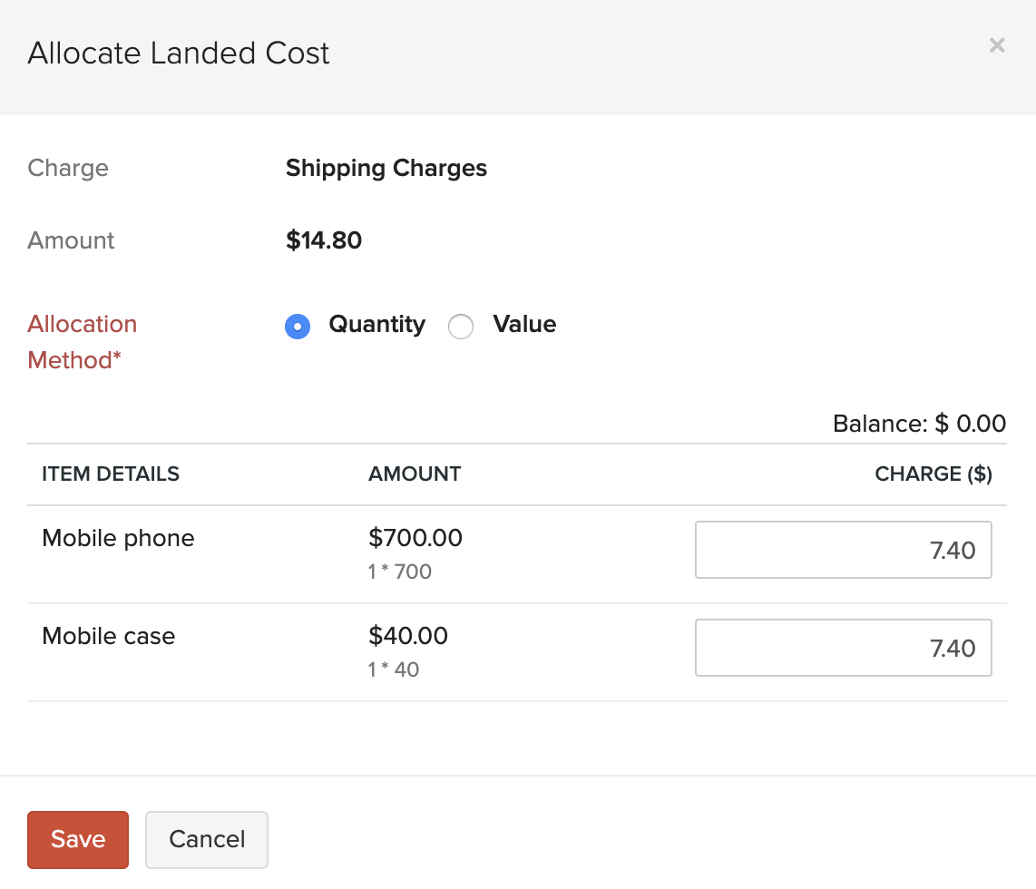 Allocate Landed Costs