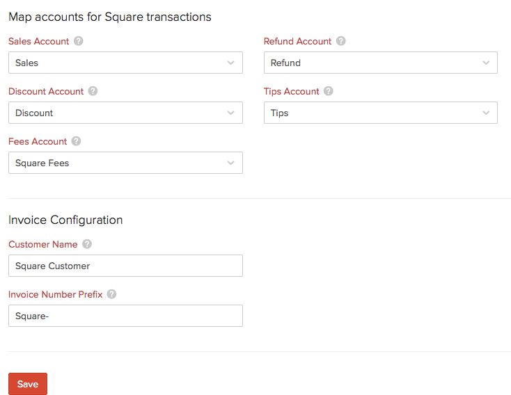 Accounts to track from Square
