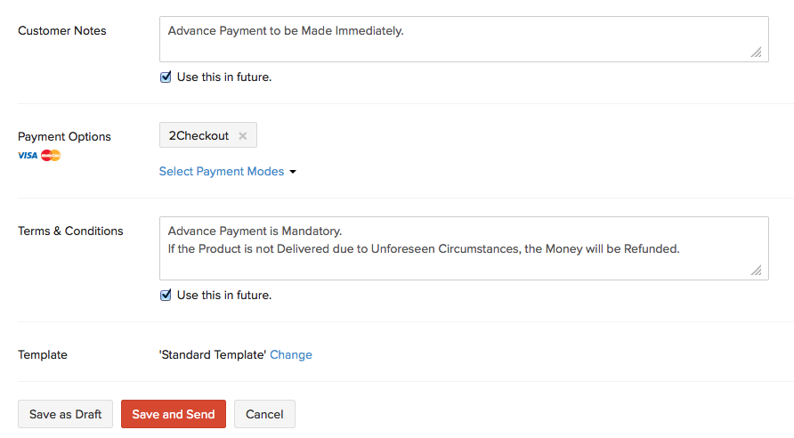 Payment Options, Terms & conditions