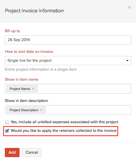 Retainer to Invoice Project
