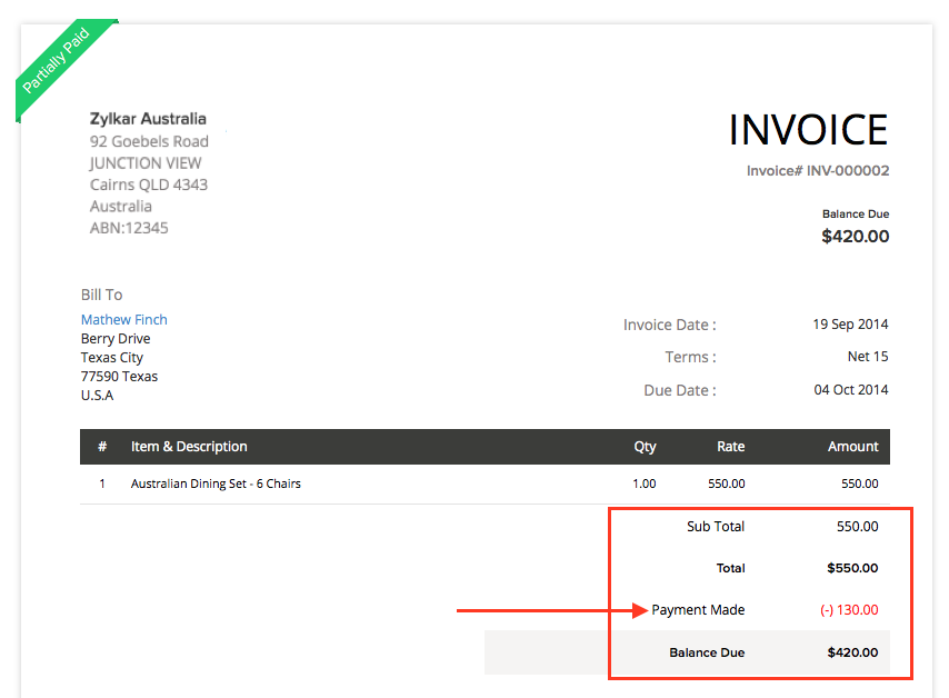Adjustment in Invoice