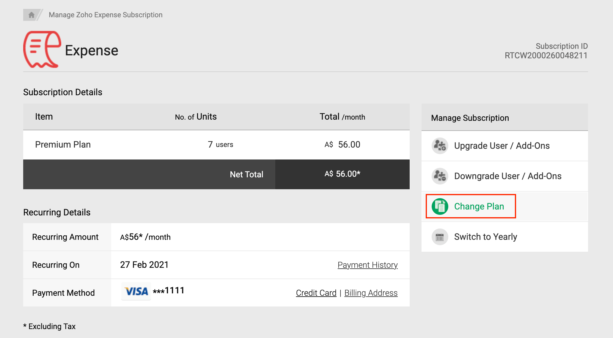 Downgrade Your Subscription