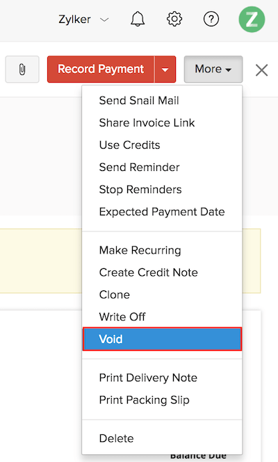 Void an invoice