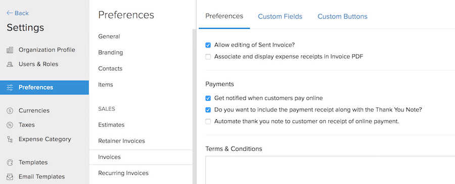 Invoice Preferences