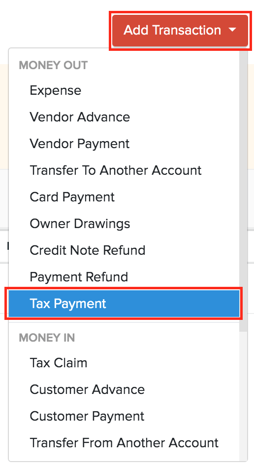 Banking-Tax payment