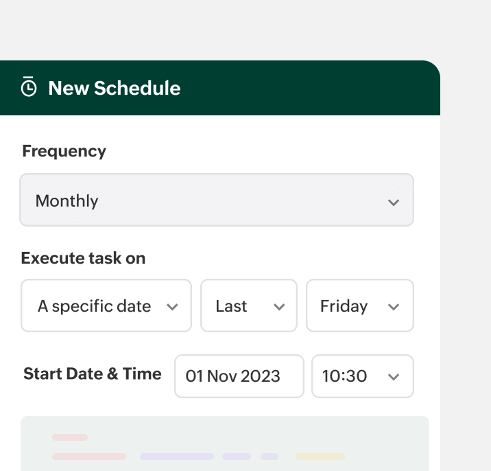 Preview of custom scheduler page | Zoho Billing