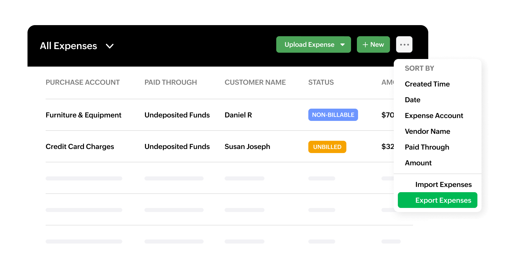 Export all your expense data | Zoho Billing