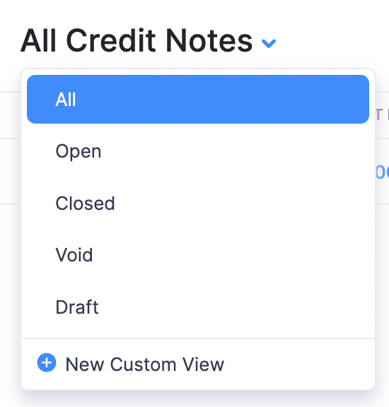 Credit Notes Default Filters