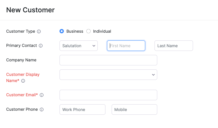 Customer Creation - Top